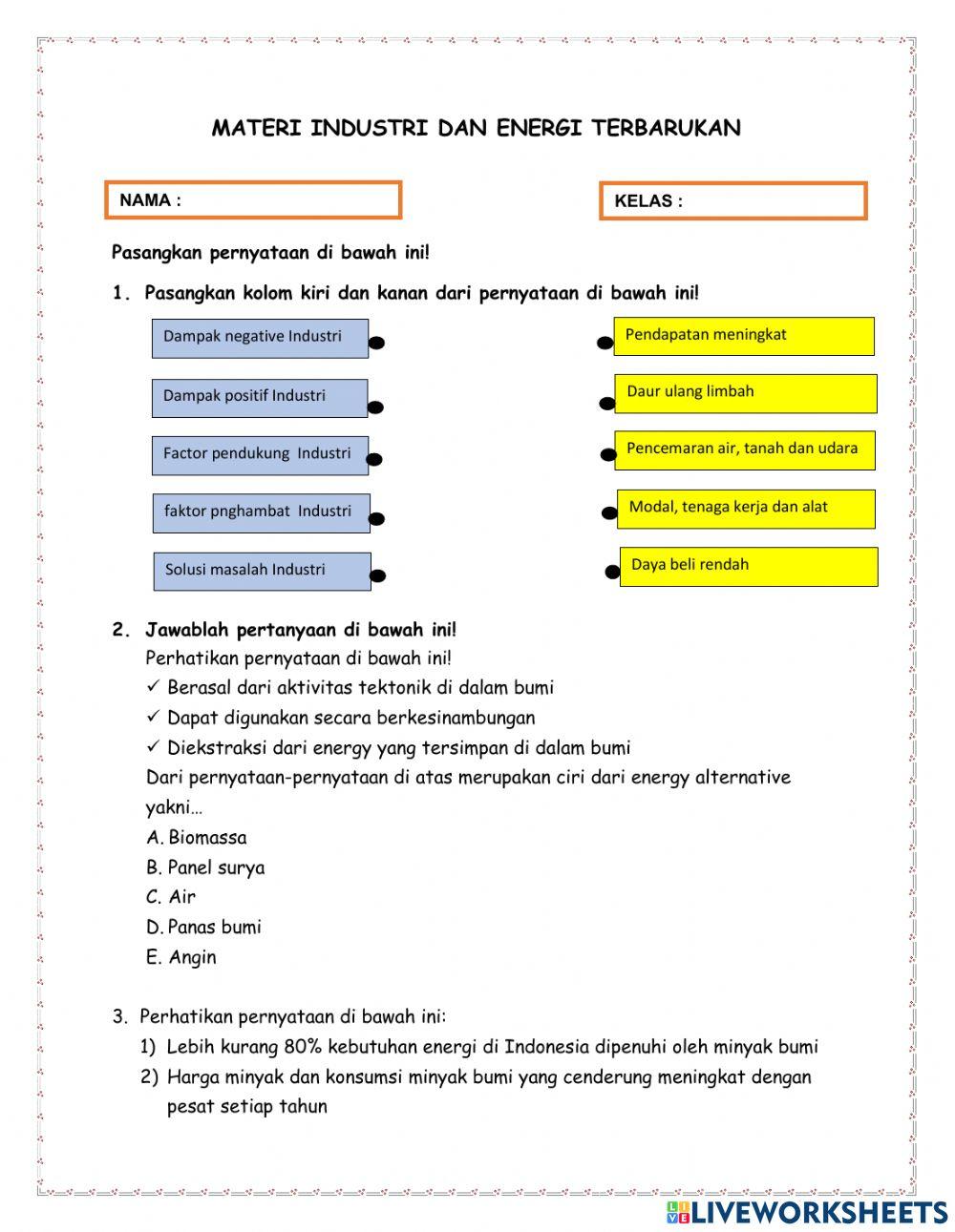 Industri dan Energi terbarukan