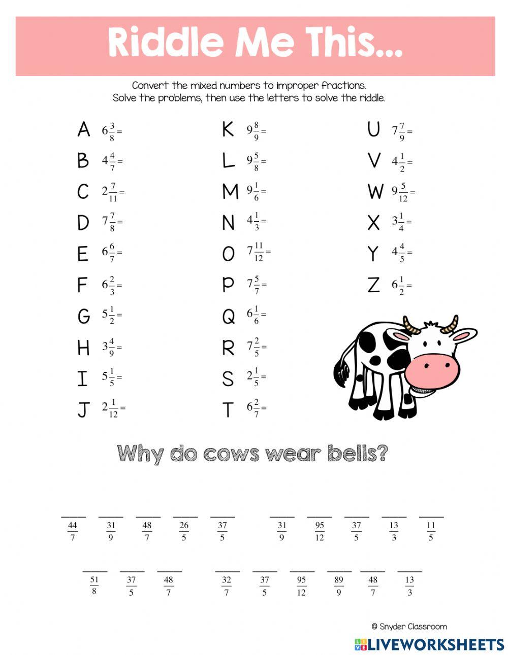 Fractions Riddle Pack 1 2587680 | ftaylor95 | Live