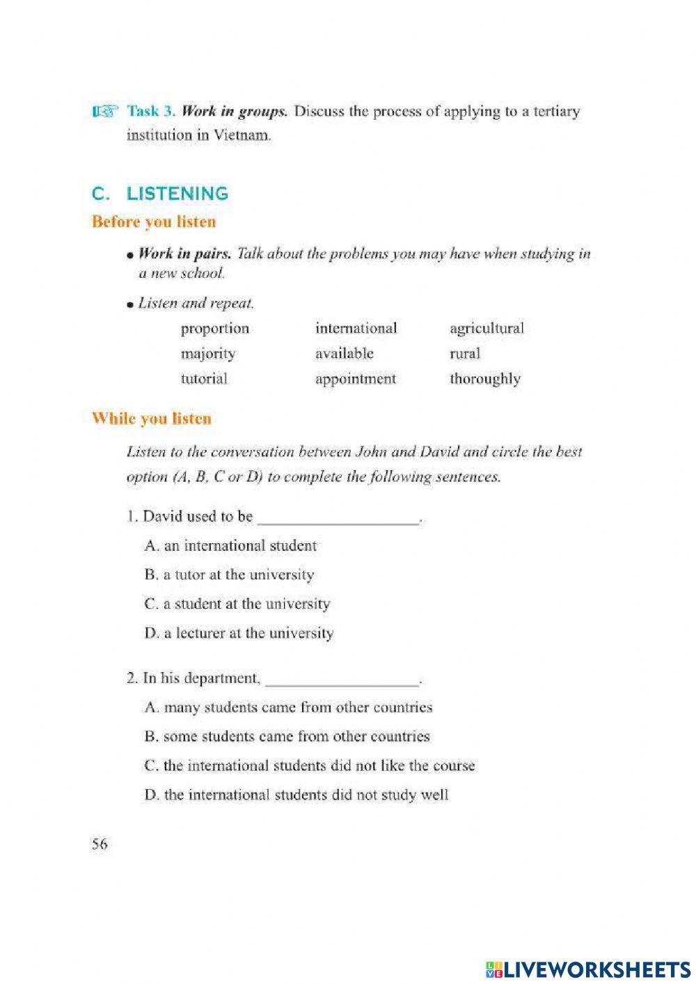 Unit 5 - Listening -Textbook - Grade 12