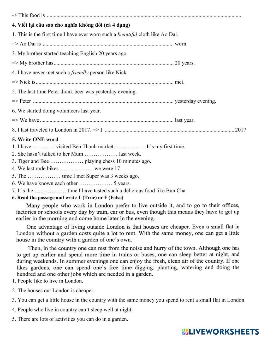 13.10 Group 5 Viết lại câu dạng HTHT 4