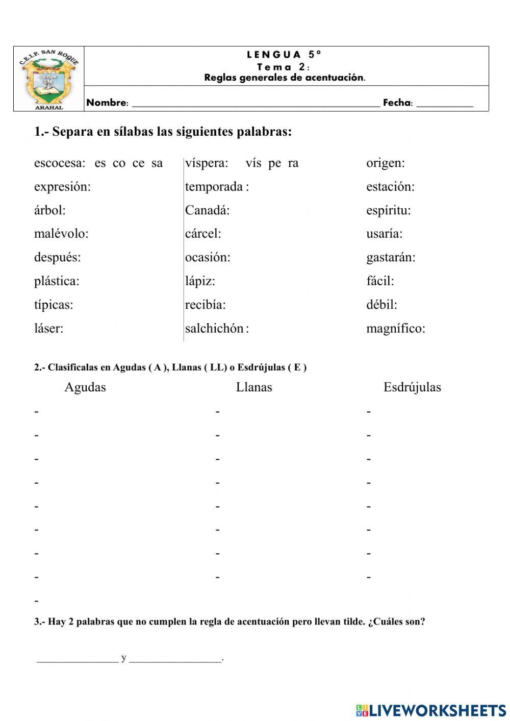 Repaso de ortografía