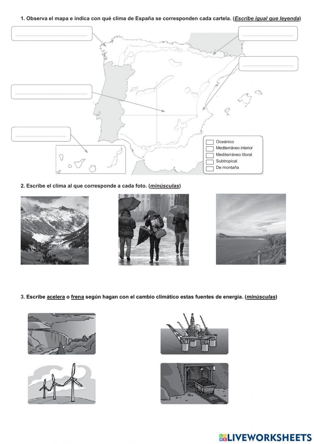 5º Prim. MINI TEST-Tiempo atmosférico y clima