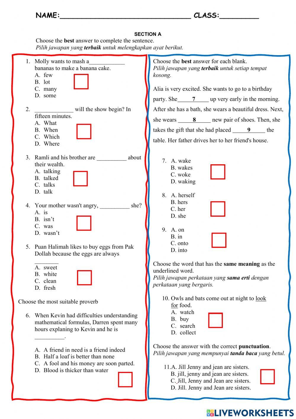 UPSR Section A Comprehension