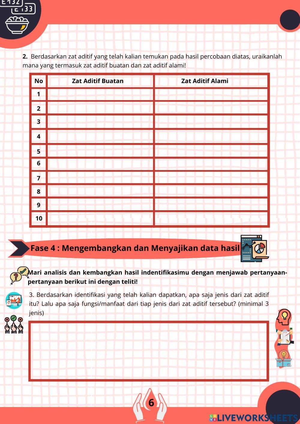 LKPD Berbasis Problem Based Learning bermuatan Nature of Science Materi Zat Aditif pada Makanan
