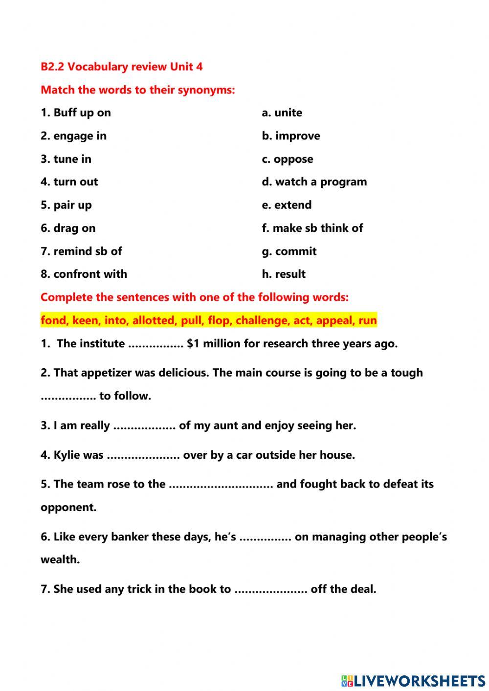 B2.2 Vocabulary part 1