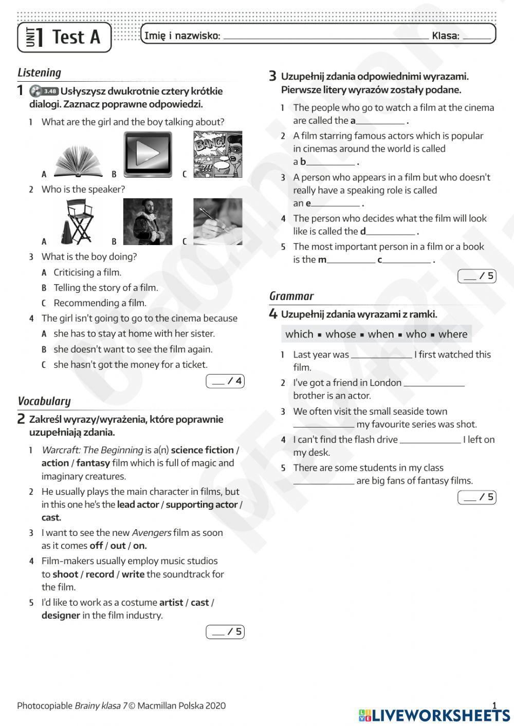 Test Unit 1, Brainy 7