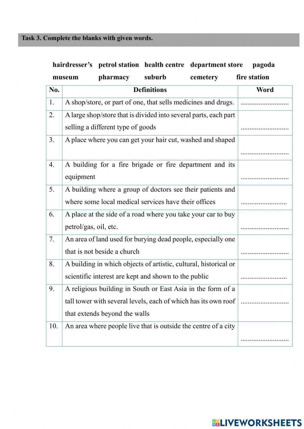 Unit 4 my neighborhood - vocab