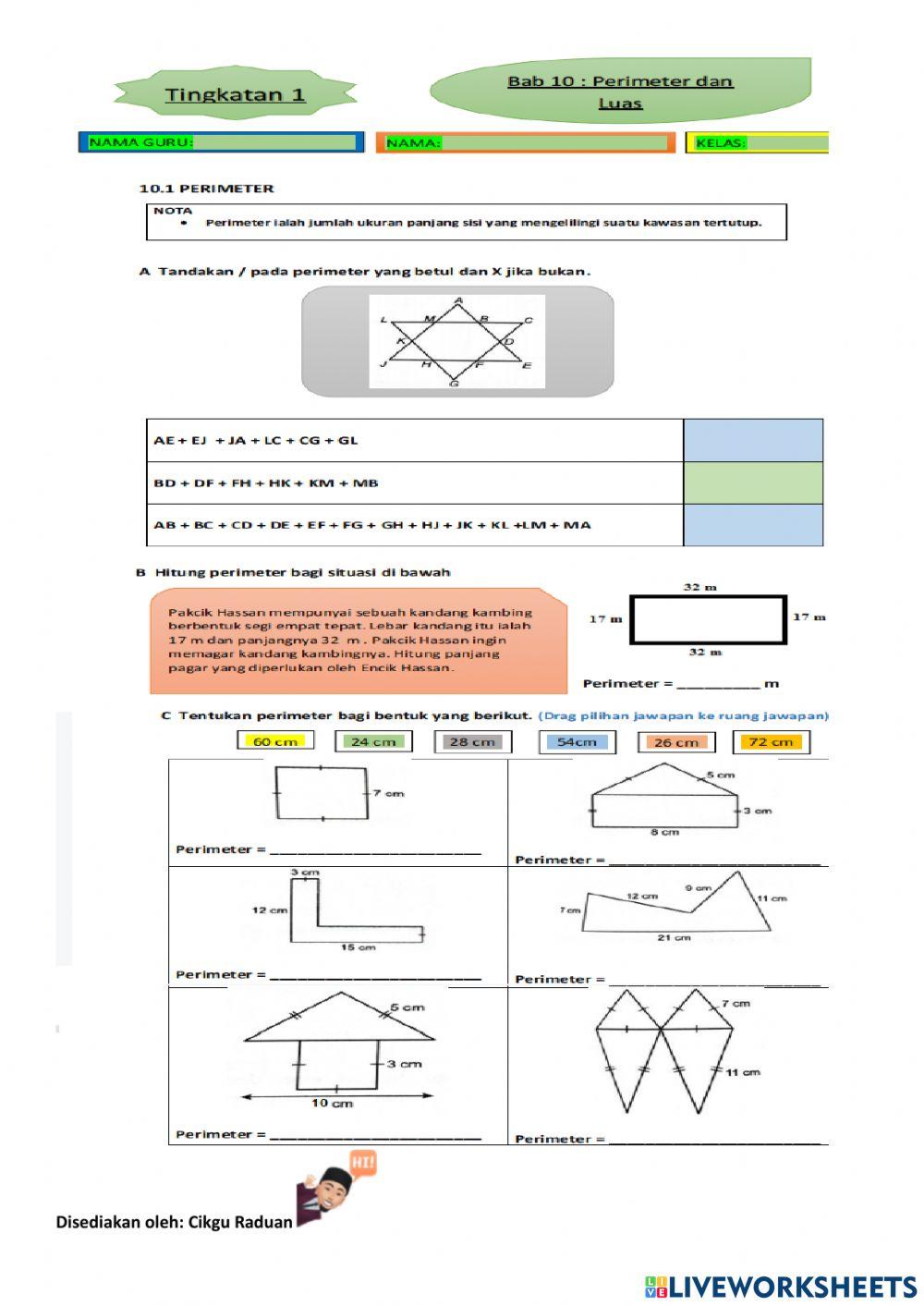 T1b10 perimeter dan luas