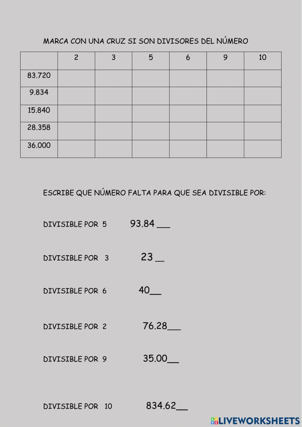 Criterios de divisibilidad
