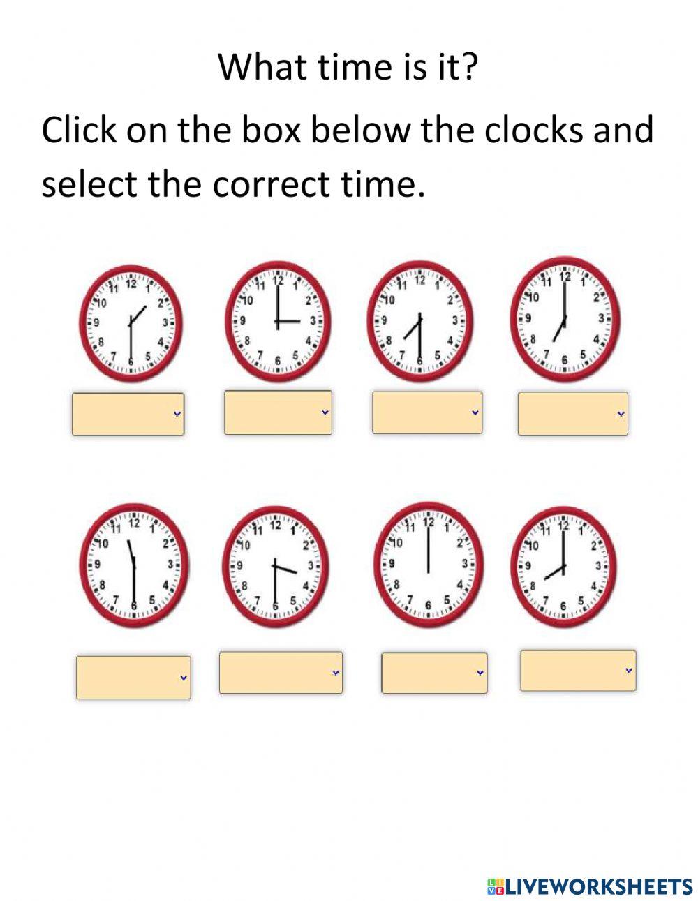 What time is it free online exercise | Live Worksheets