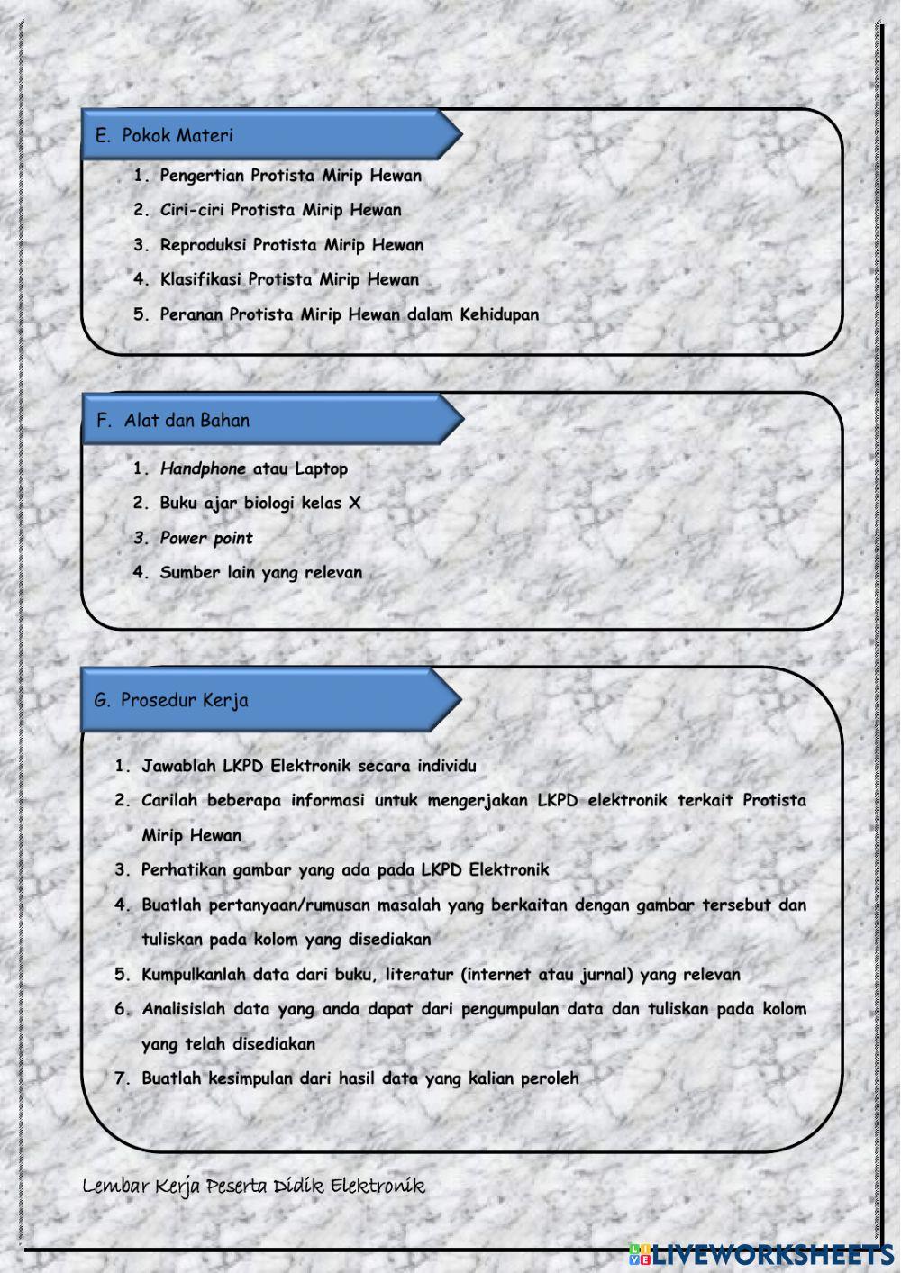 LKPD Elektronik Berbasis Pendekatan Saintifik Konsep Protista
