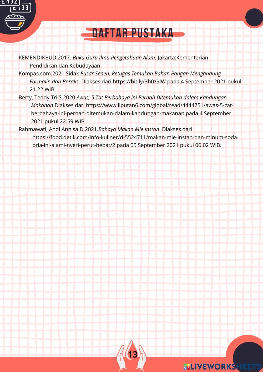 LKPD Elektronik Berbasis PBL bermuatan Nature of Science (Materi Dampak Zat Aditif bagi Kesehatan Tubuh Manusia)