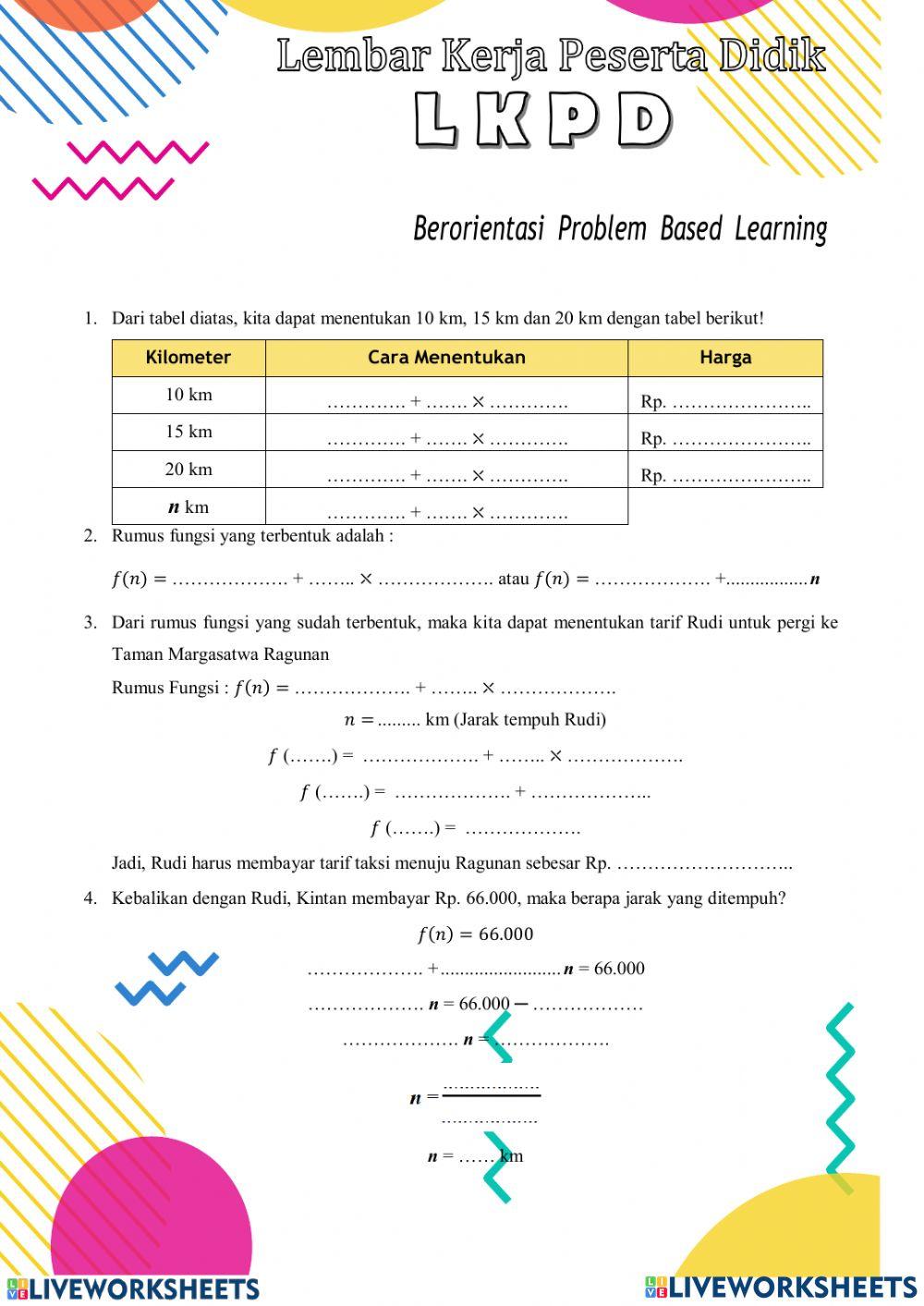 Lkpd - relasi dan fungsi