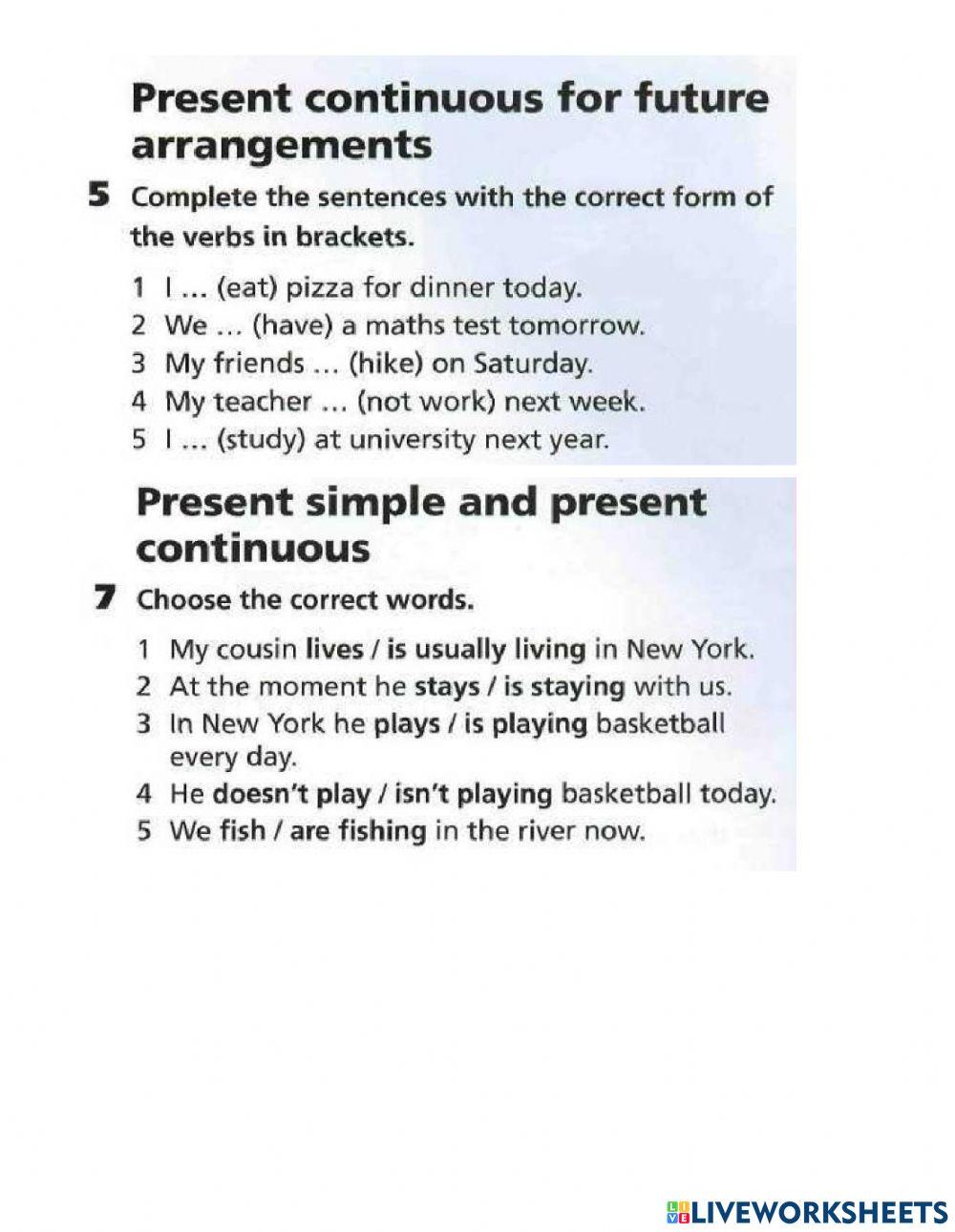 YE1 - UNIT 2 - PROGRESS CHECK (SB EXERCISES)