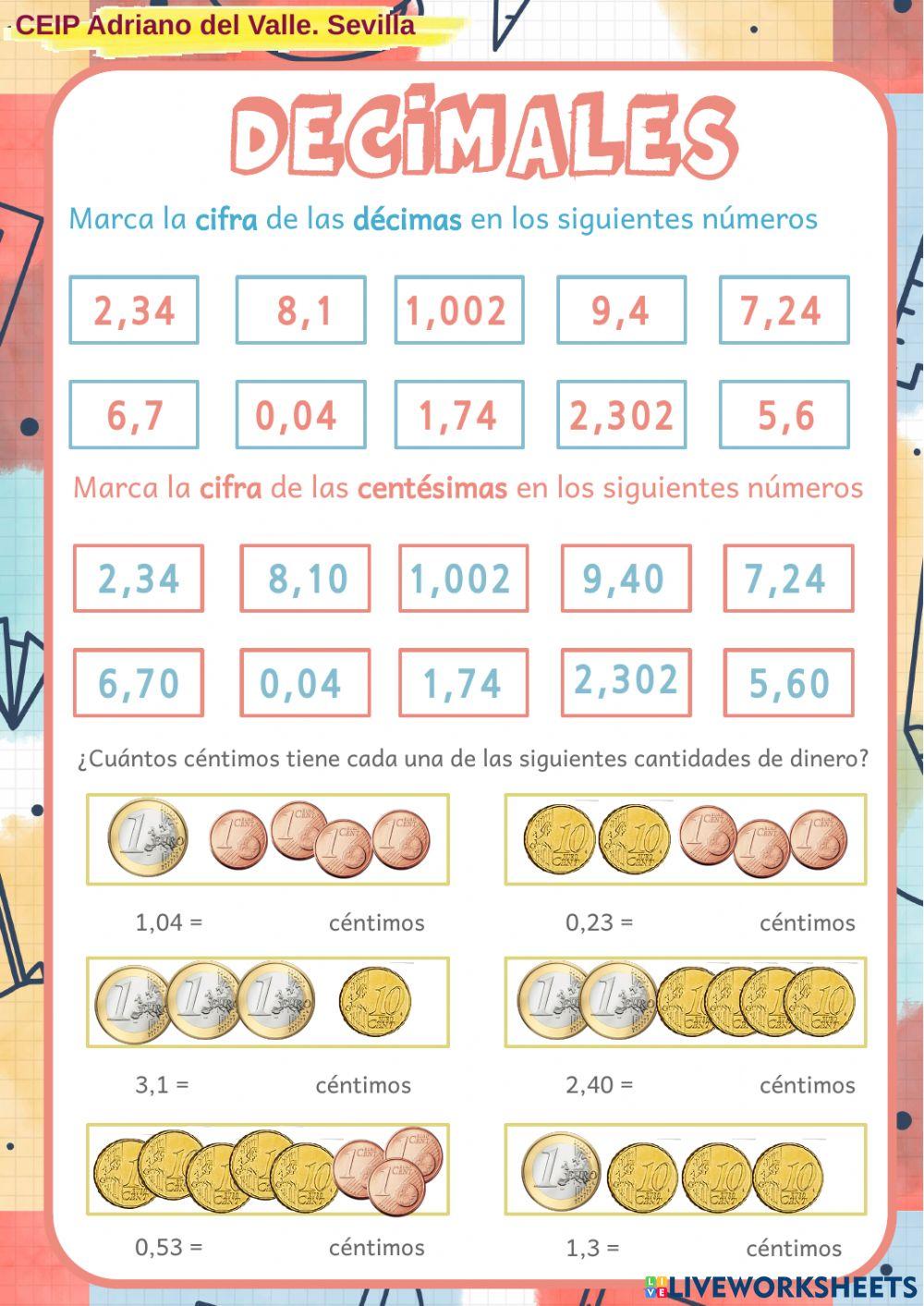 Cifra y cantidad en decimales