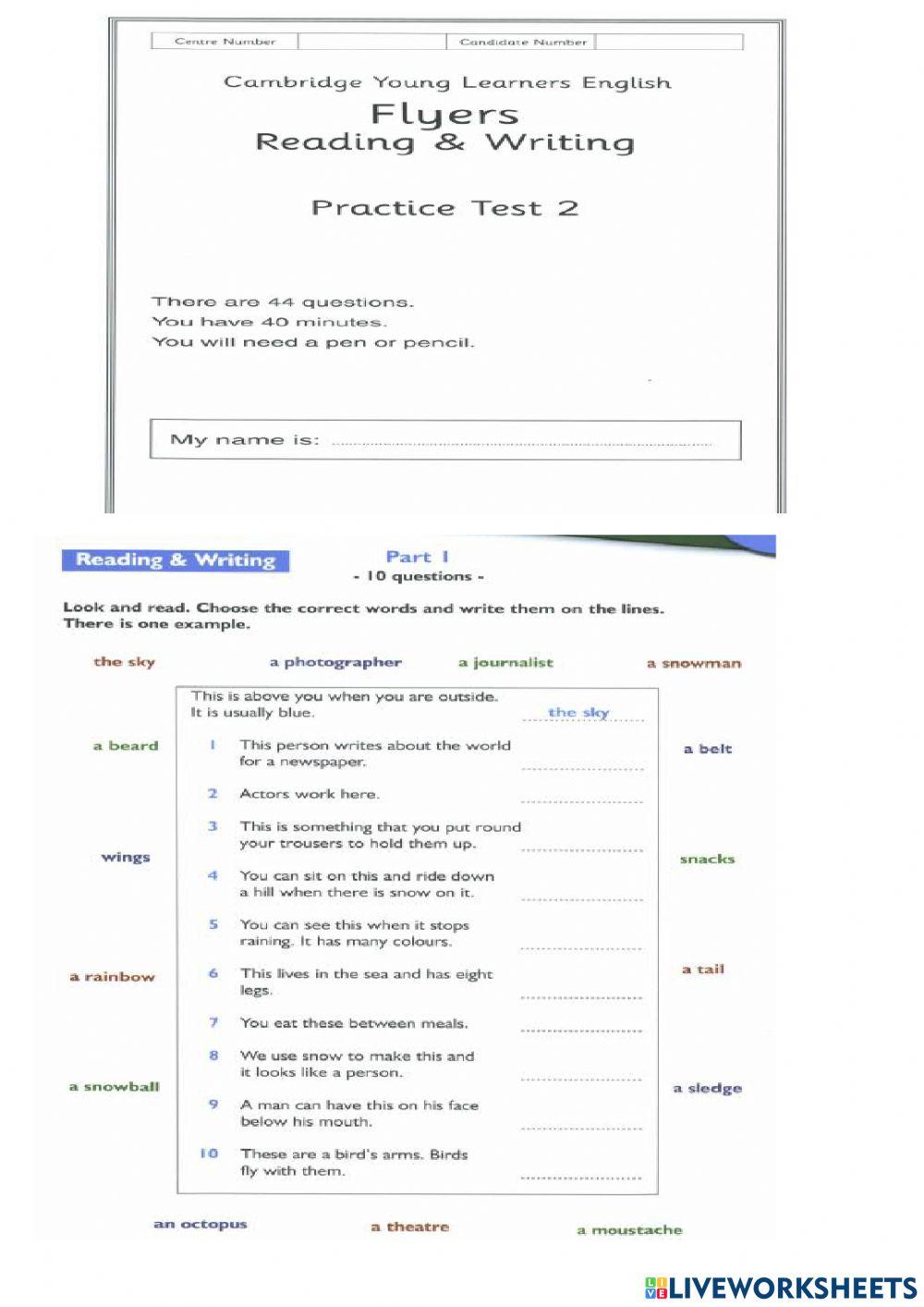 flyers reading and writing 