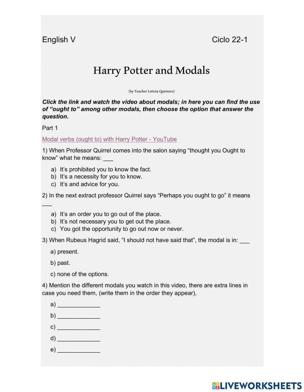 Modals with Harry Potter