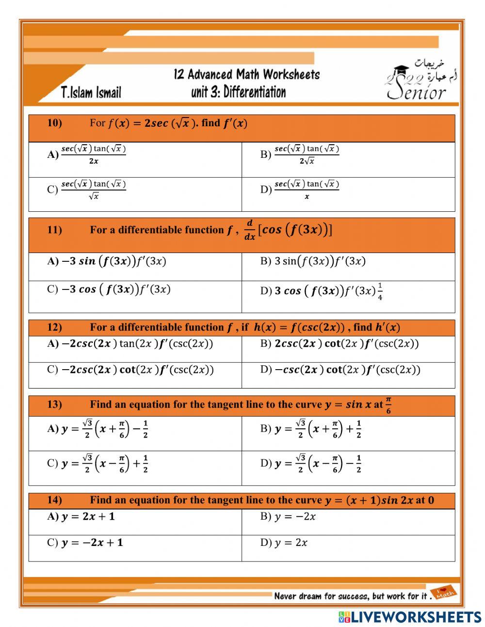 Revision Chapter 3 trig