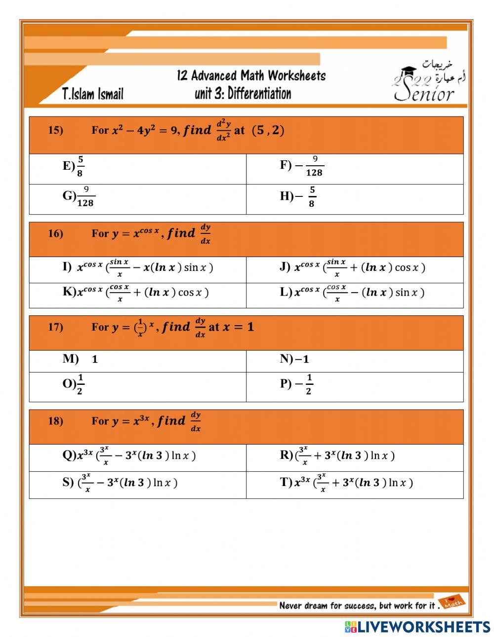 Practice of Implicit differentiation