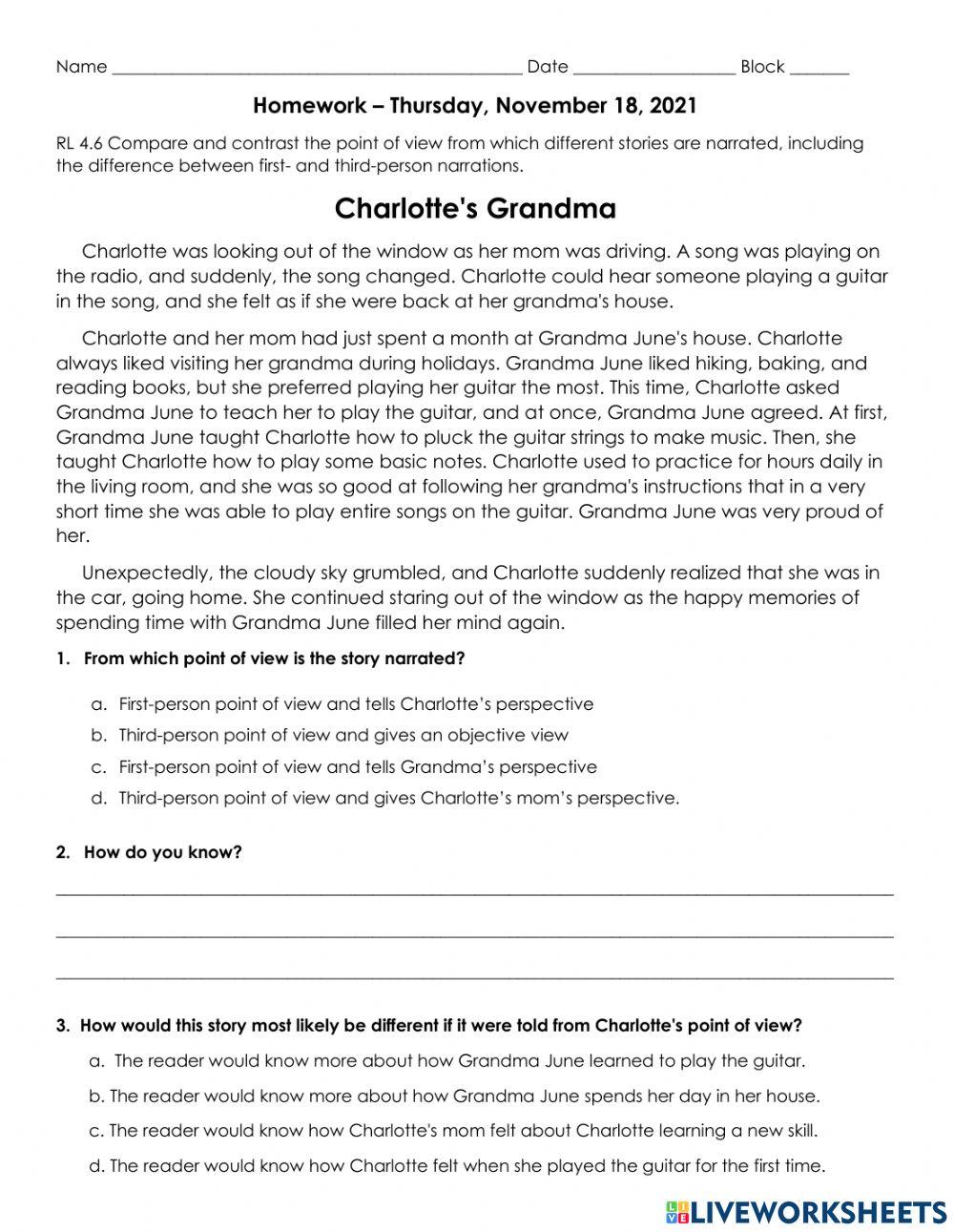 Point of View Homework 11.18.2021