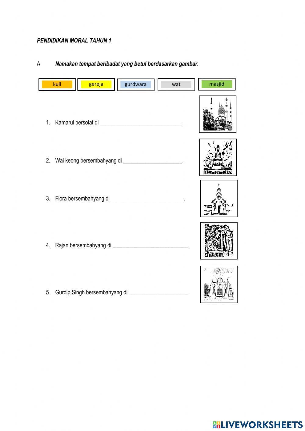 Kepercayaan Kepada Tuhan Pendidikan Moral Activity Live Worksheets