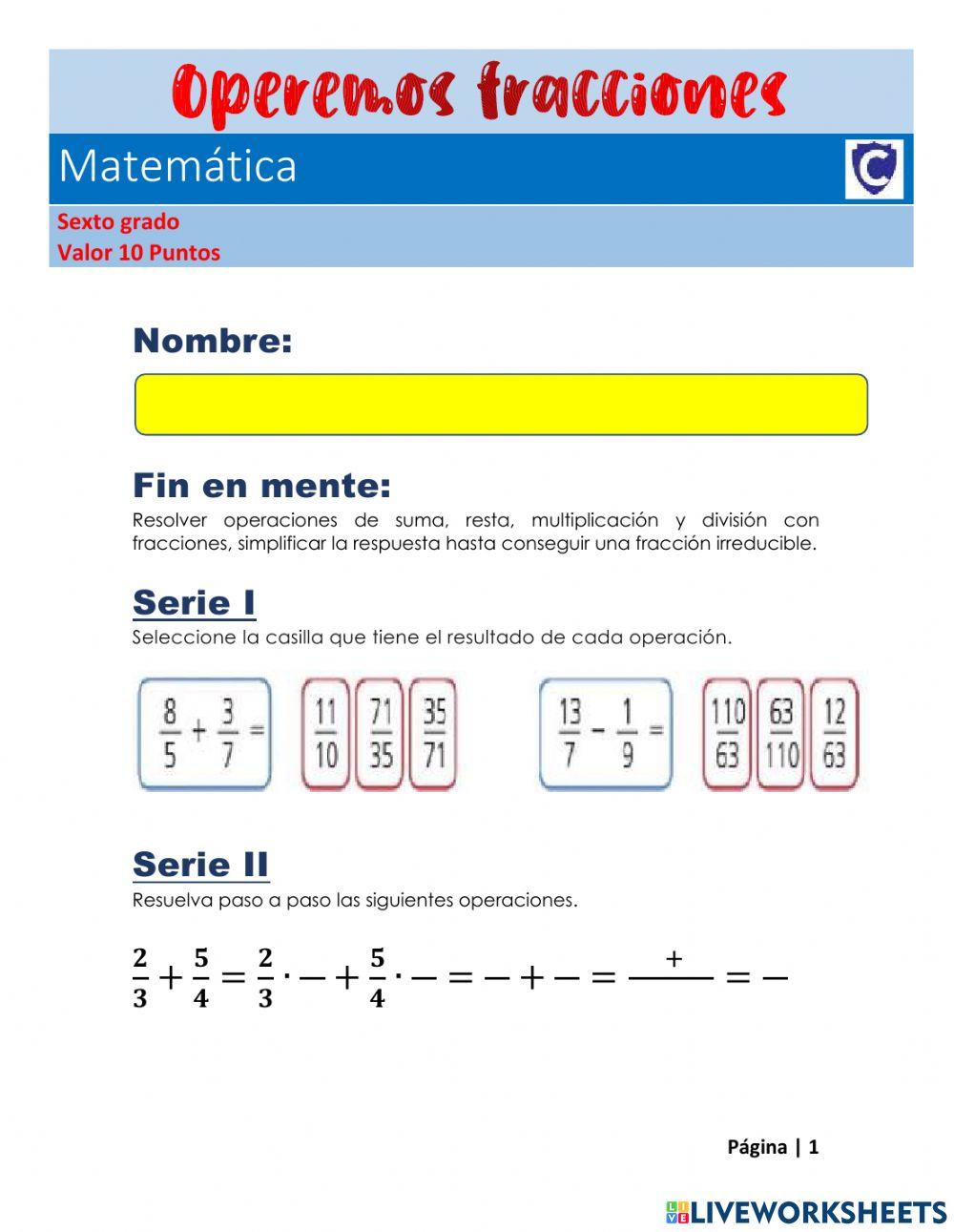 Operaciones con fracciones