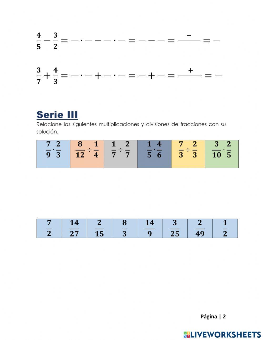 Operaciones con fracciones