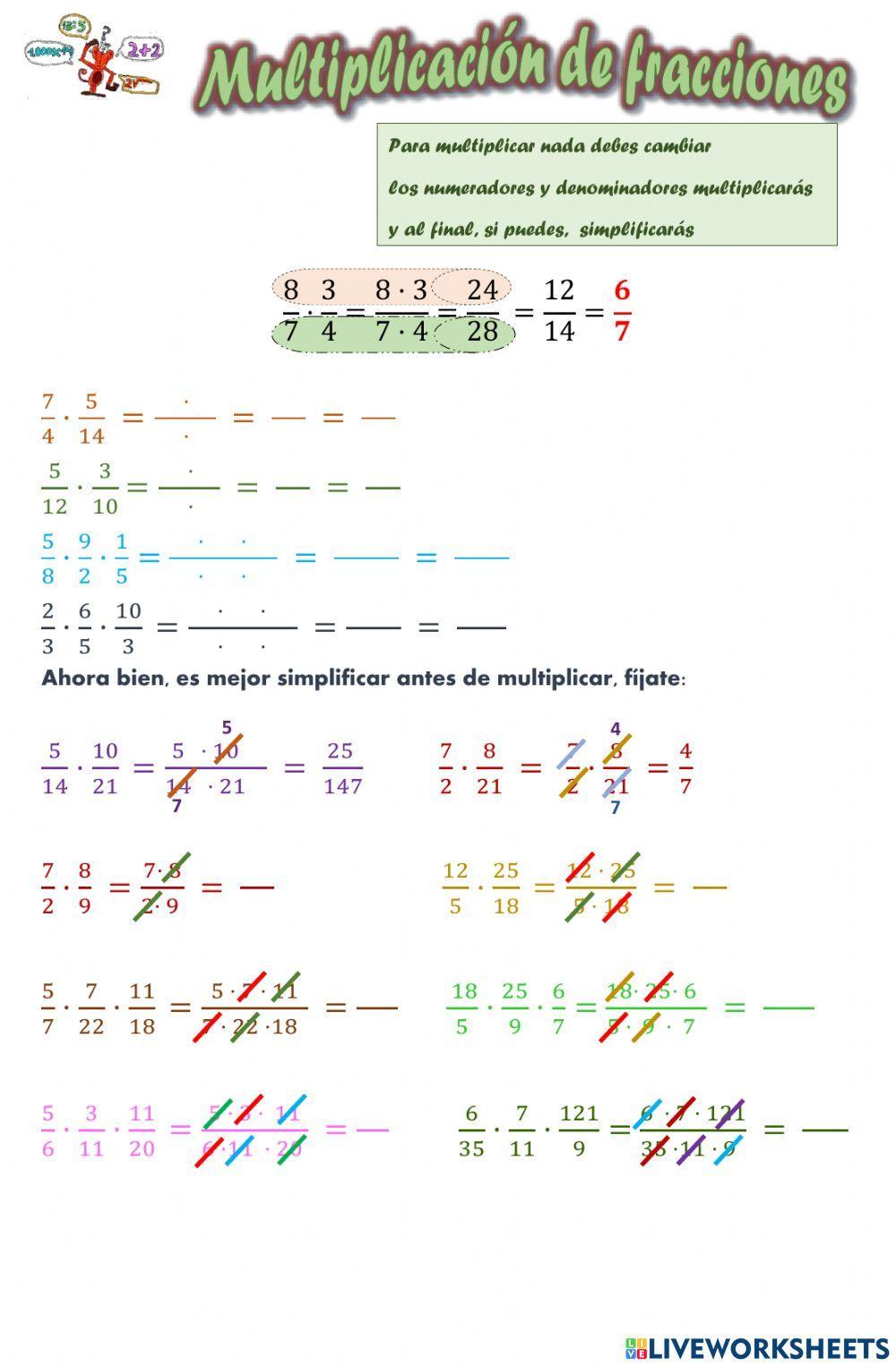 Multiplicación de fracciones