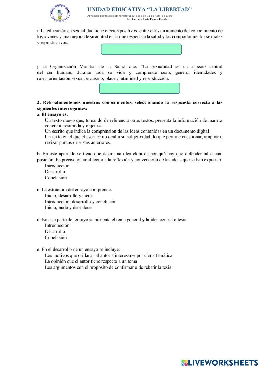Ensayo y tipos de argumentos