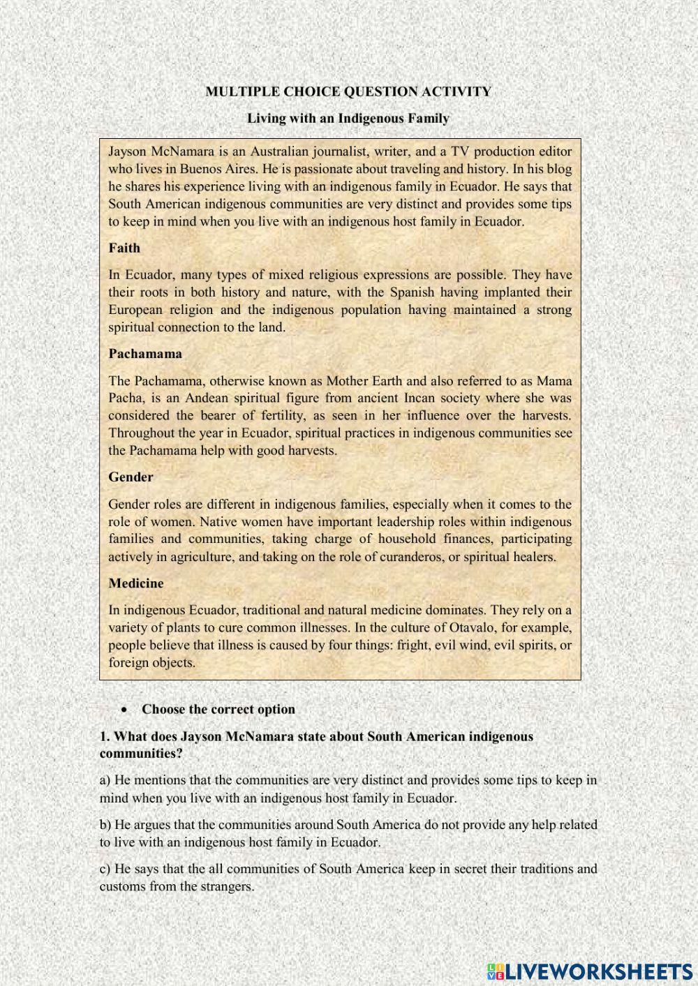 Living with an Indigenous Family