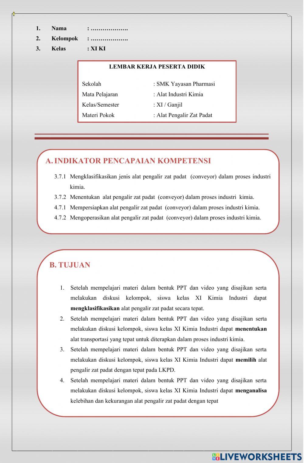 LKPD Alat Pengalir Zat Padat