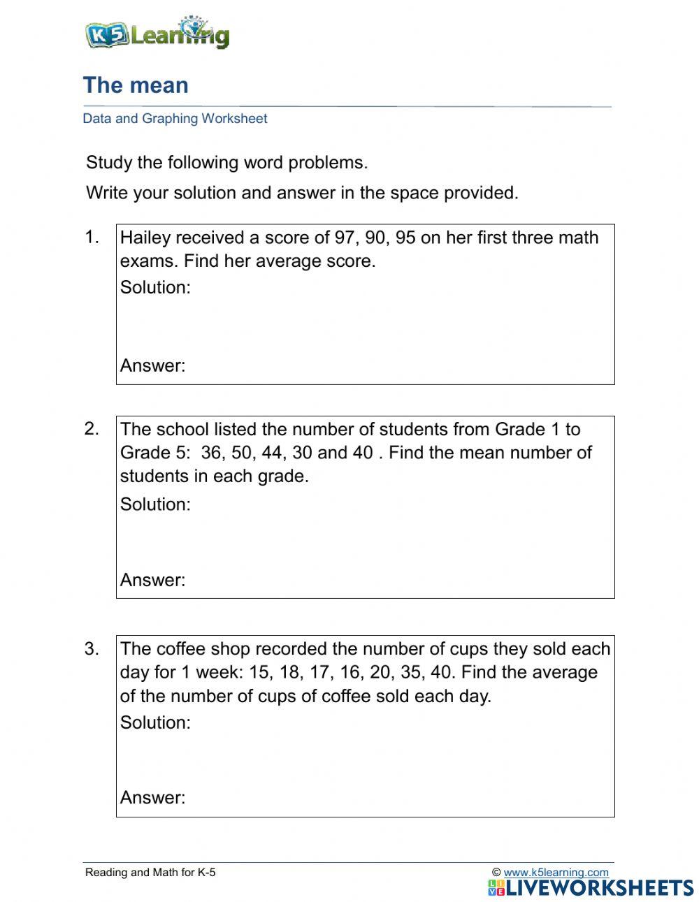 Mean Worksheet 2 1423 | socratescrime | Live