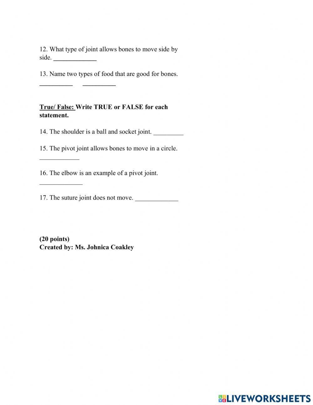 Skeletal System & Joints