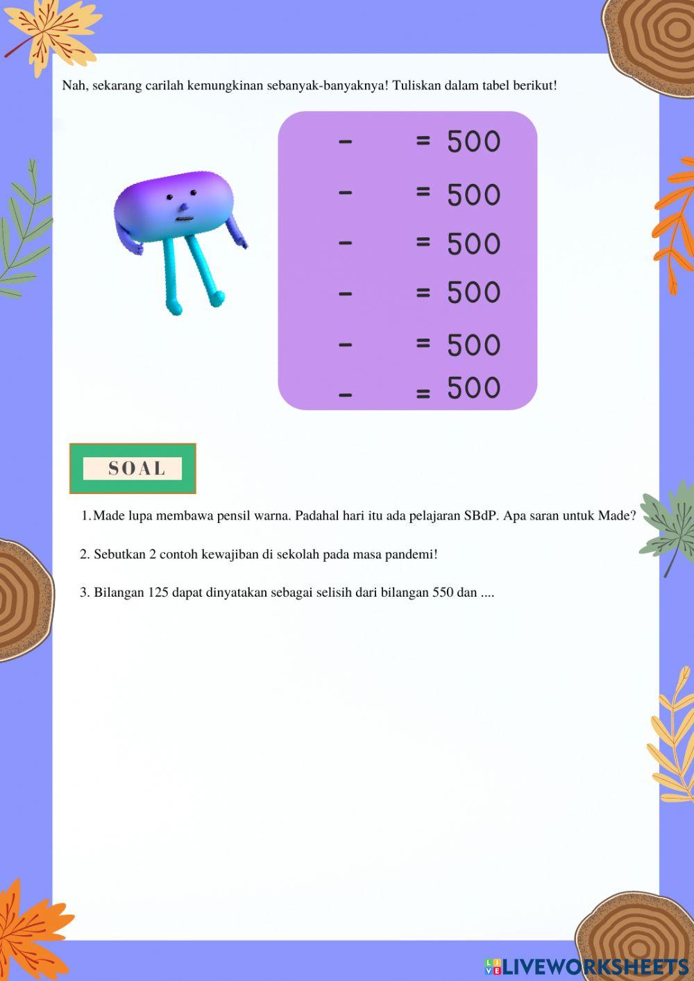 Selisih Bilangan Cacah