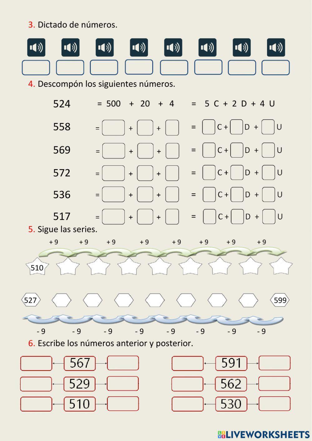 Los números del 500 al 599