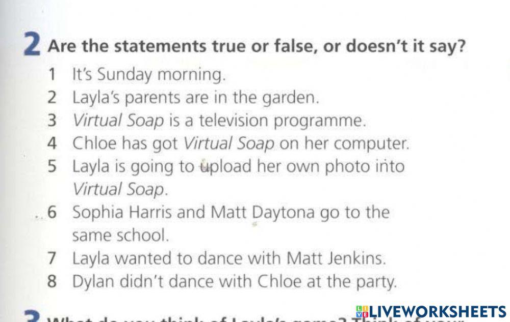 True or False or doesn't it say?