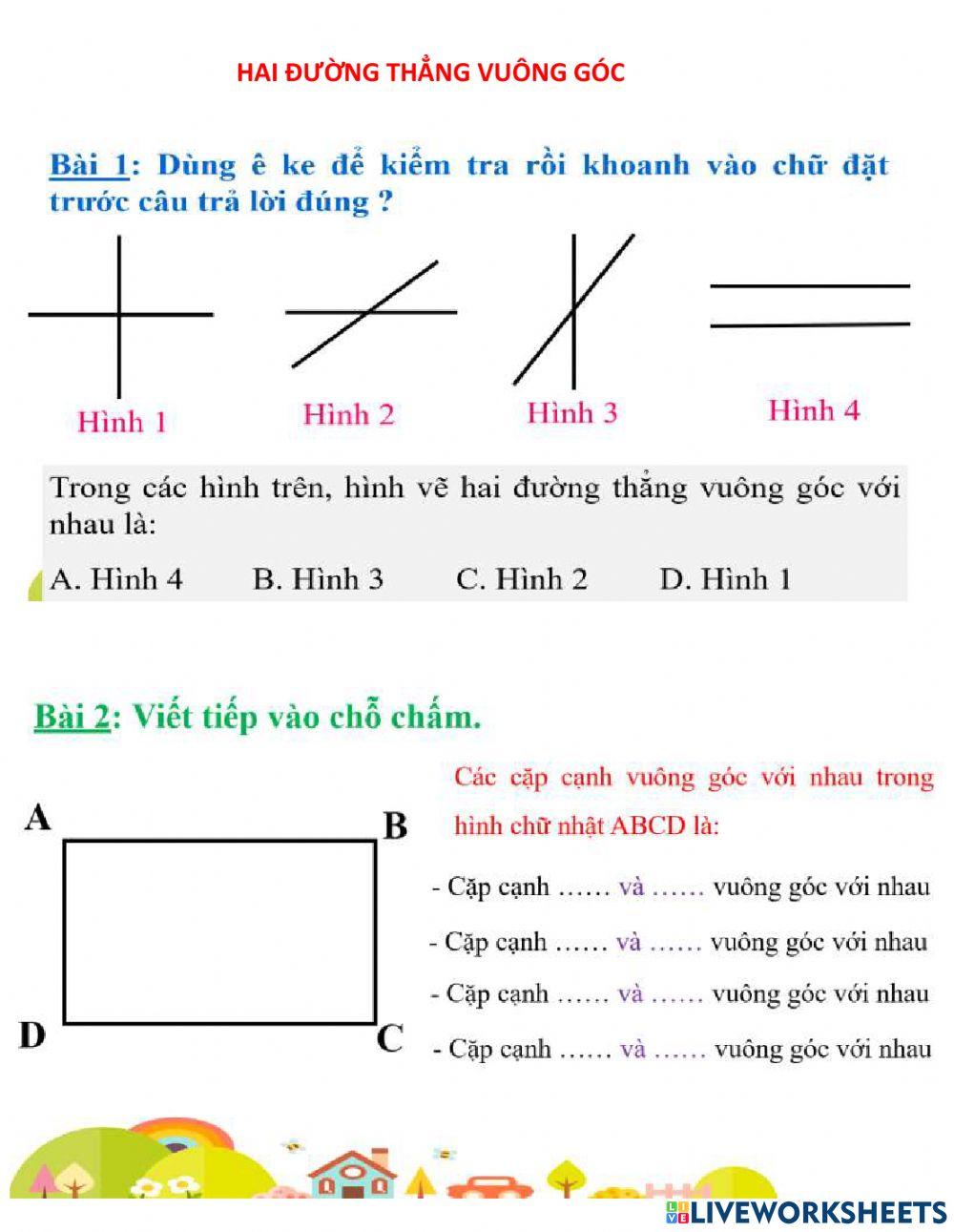 Hai đường thẳng vuông góc