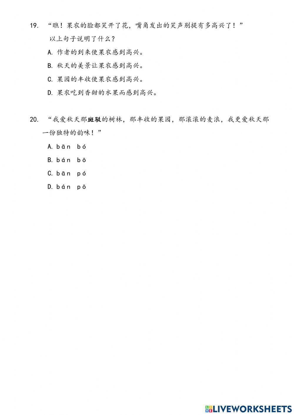 六年级华语理解