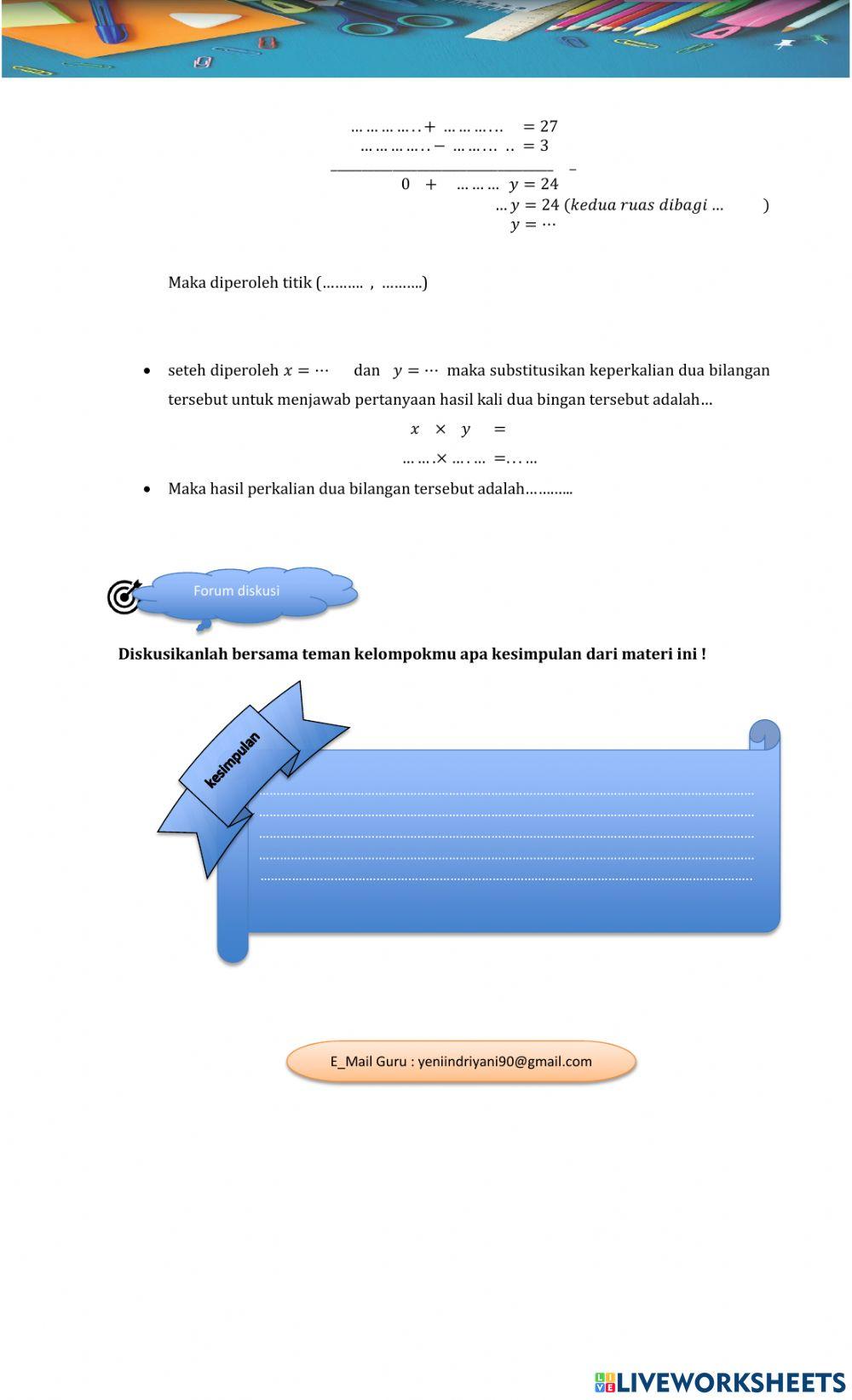 SPLDV dengan Metode Eliminasi (siklus 3)