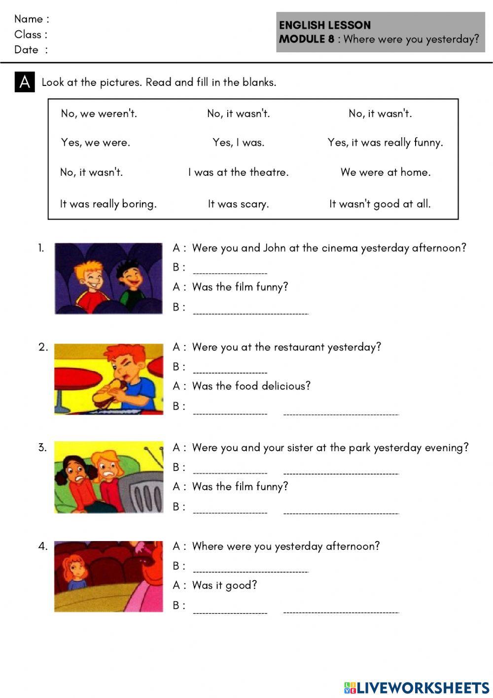 English Y3 Module 8 - Worksheet 6