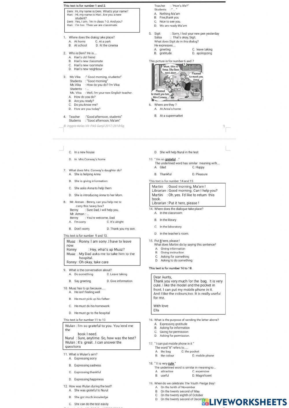 Latihan kelas 7 Ganjil