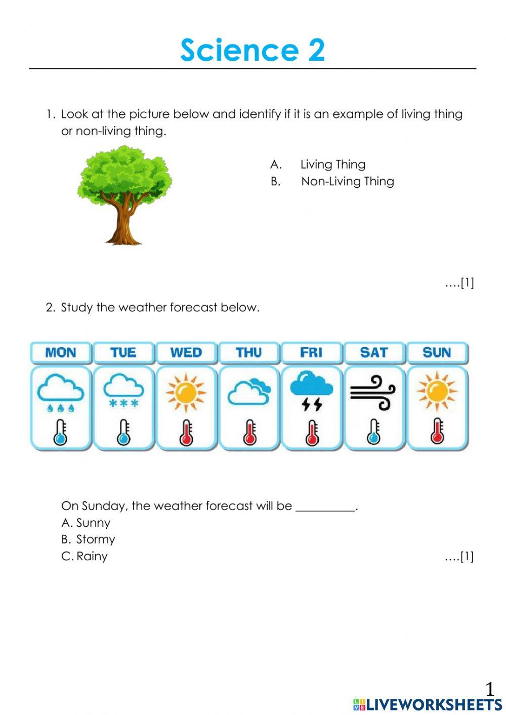 Year 2 Science First Term Examination