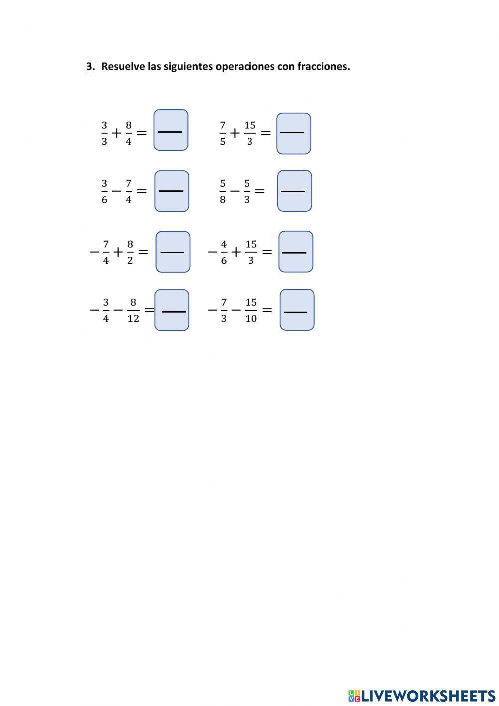 Suma, resta y fracciones equivalentes
