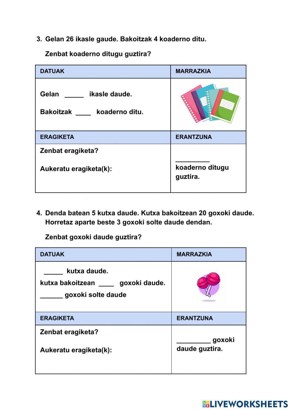 4. mailako buruketak
