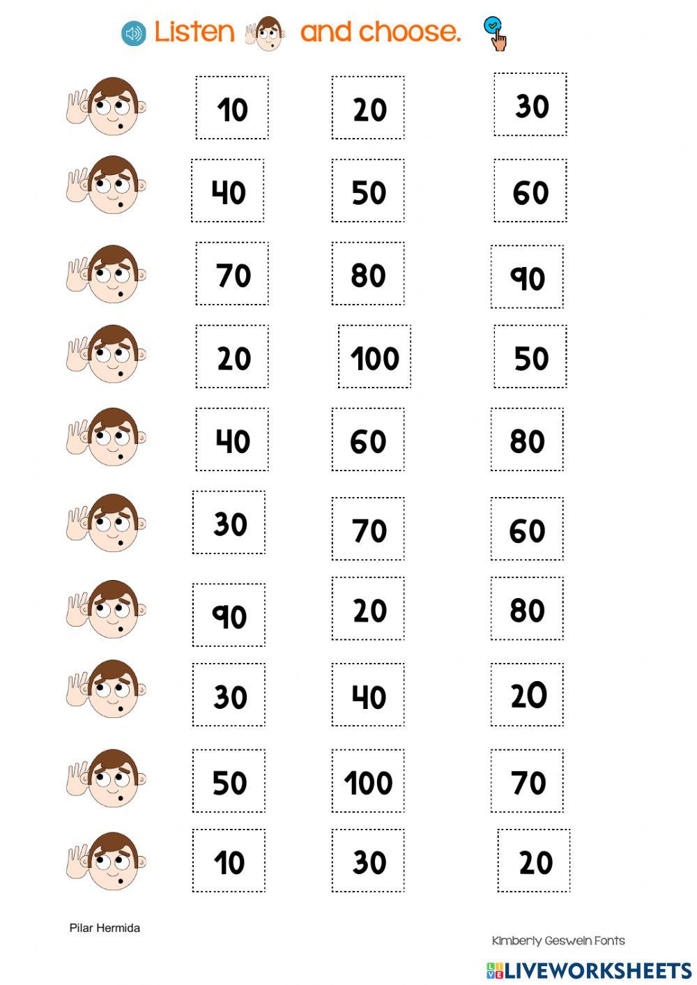 Vocabulary-NUMBERS 10-100