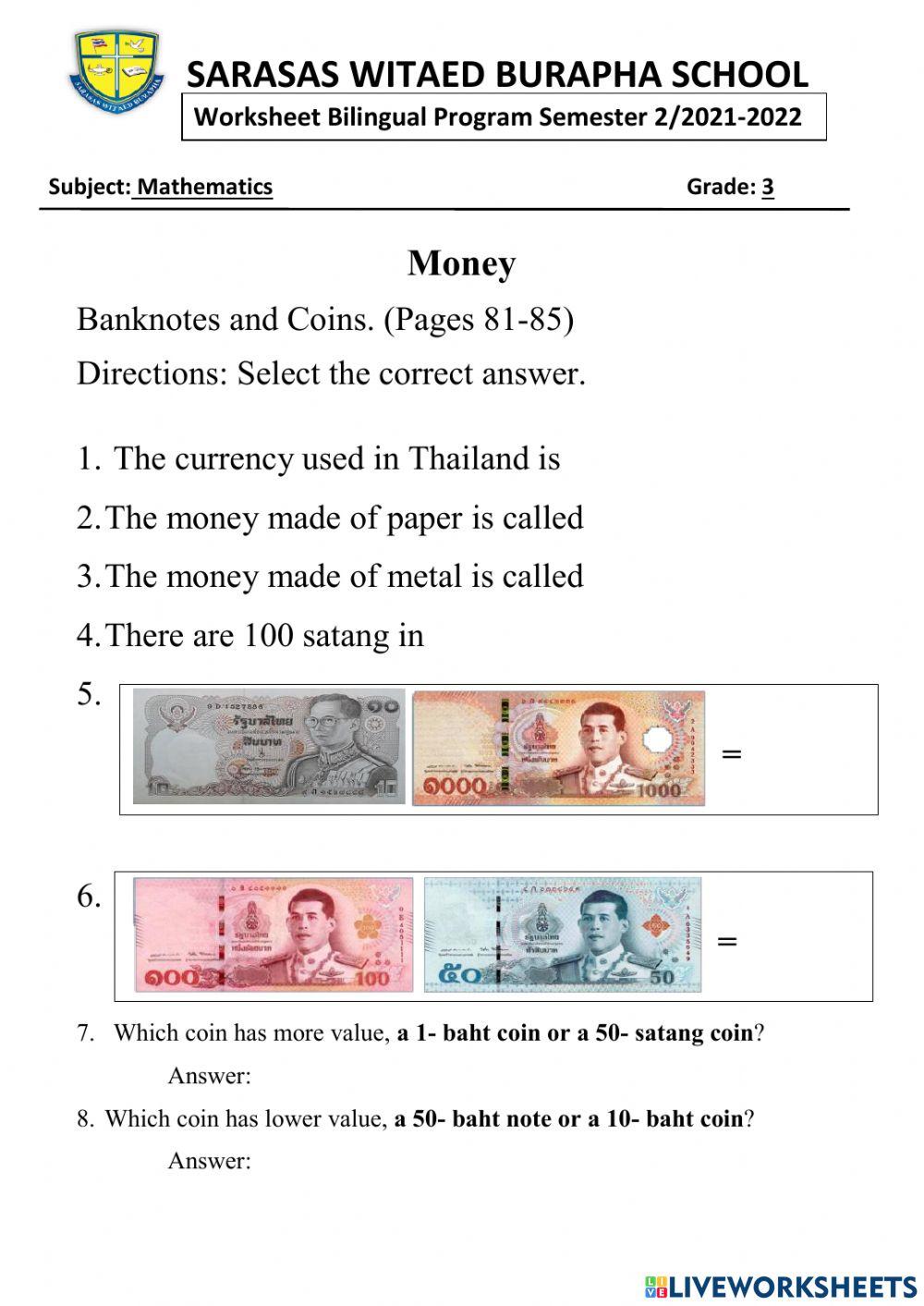Money- Banknotes and Coins Part 1