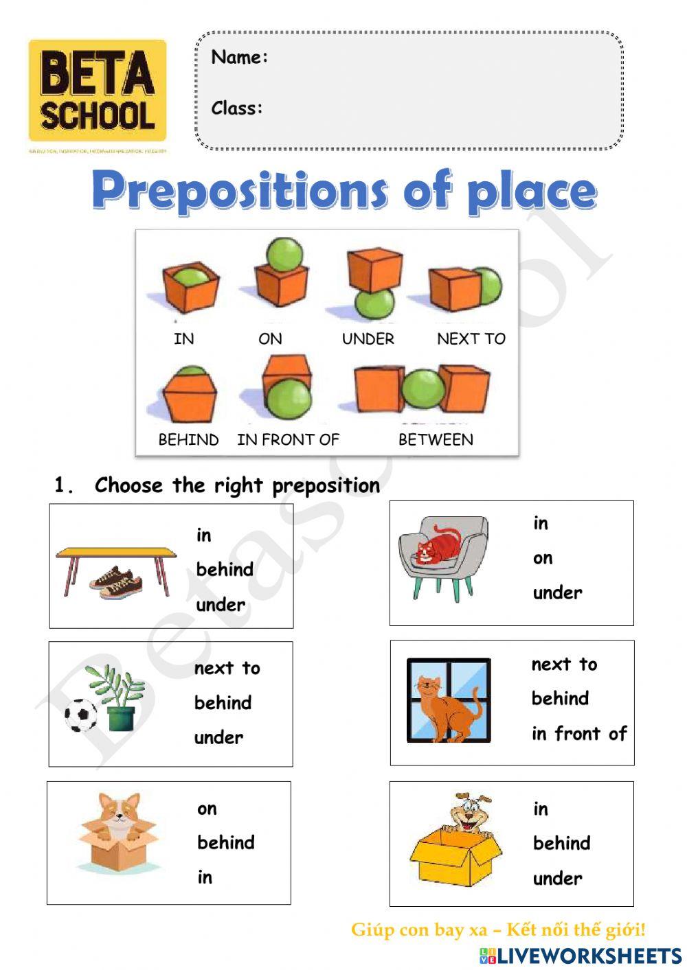 BE1A - Prepositions of place - TOPIC 3