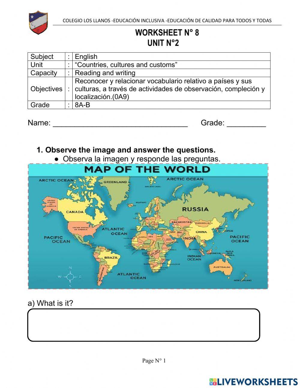 8°A-B WORKSHEET N° 8  UNIT N°2 