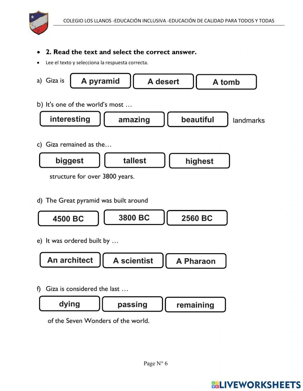 8°A-B WORKSHEET N° 8  UNIT N°2 