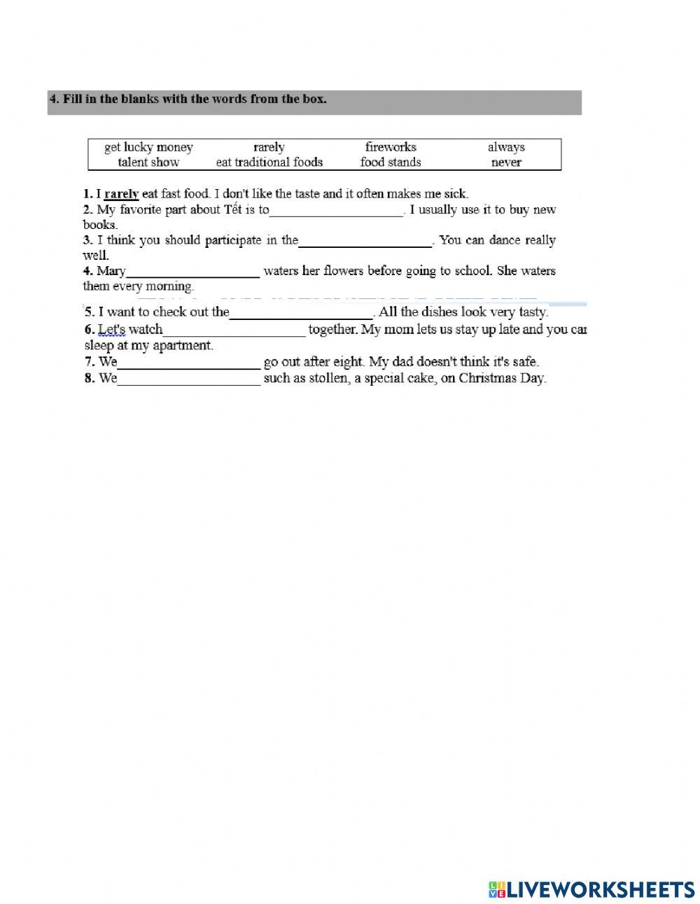 ILSW 6 Unit 4 festival and free time